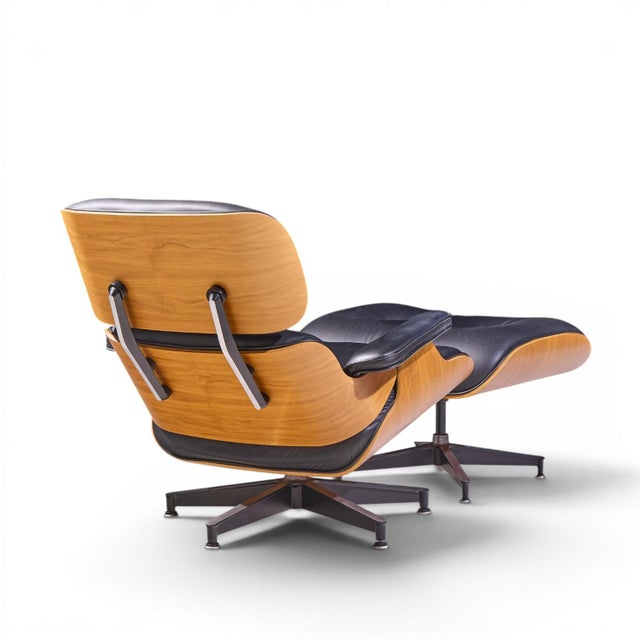 Wood Charles and Ray Eames for Herman Miller Mid Century Eames Walnut Lounge Chair With Ottoman For Sale - Image 7 of 10