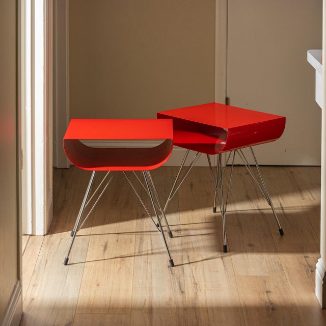 A rare pair of STAR69 side tables designed by Johnny Lim for Pure Design in 1997. Produced in Canada during the height of...
