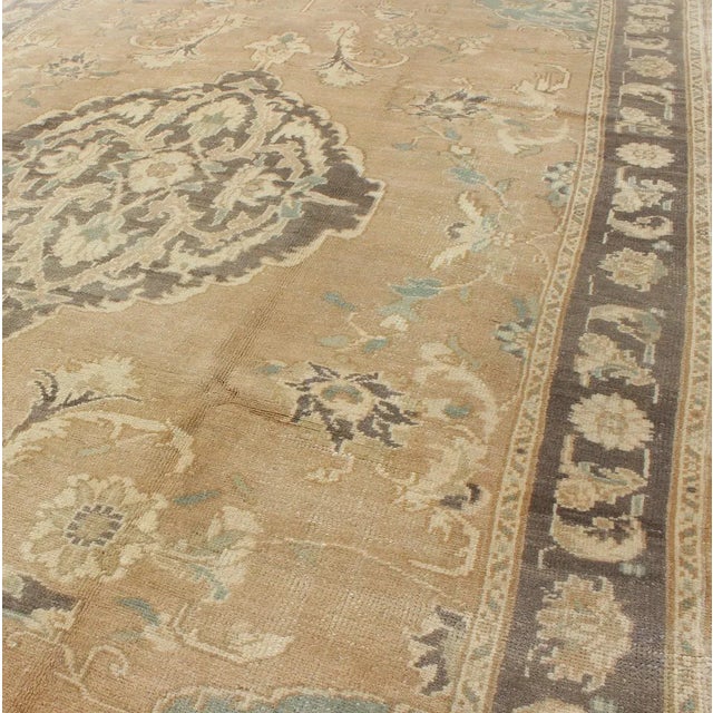 Camel Vintage Turkish Oushak Rug in Taupe, Gray, and Pale Blue With Central Medallion For Sale - Image 8 of 10