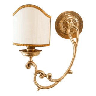 Crushed Right Brass Wall Light with Fan For Sale