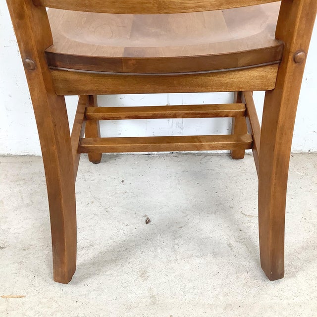 Gunlocke Vintage American Schoolhouse Chair — Wood Slat Back Side Chair For Sale - Image 4 of 12