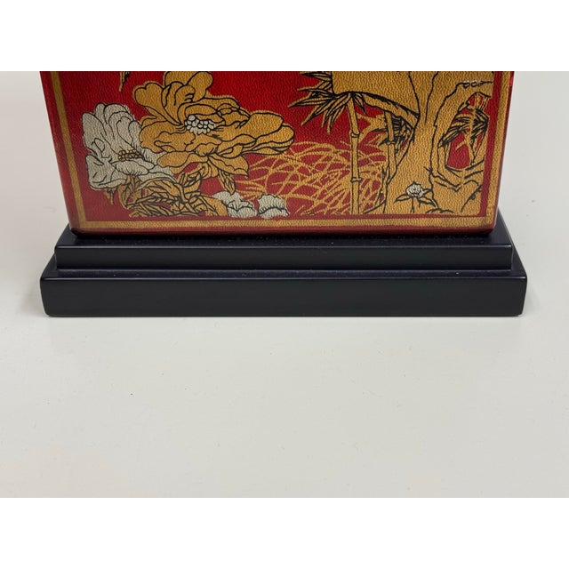 Red Chinoiserie Style Box Table Lamp, Vintage For Sale - Image 10 of 12
