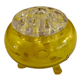 Vintage 1950's Viking Amber Flowerlite Frog 4 1/4" With Crystal Frog For Sale