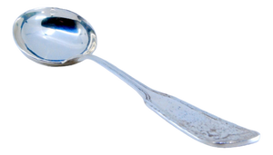Plain Silver Soup Ladle with Grooves Along the Handle