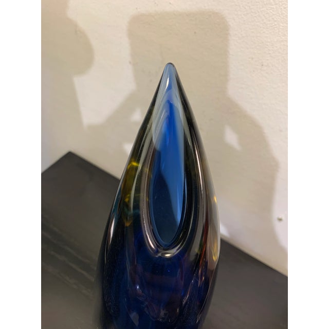1980s 1980s Oggetti Blue/Citrine Murano Glass Vase For Sale - Image 5 of 13