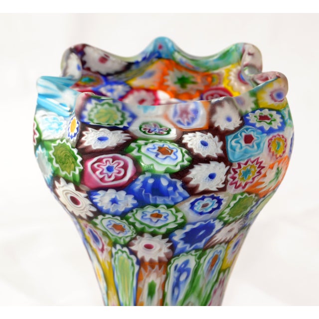 1960s Italian Blown Glass Colorful Millefiori Vase Mid-Century Modern Boho Chic For Sale - Image 9 of 13