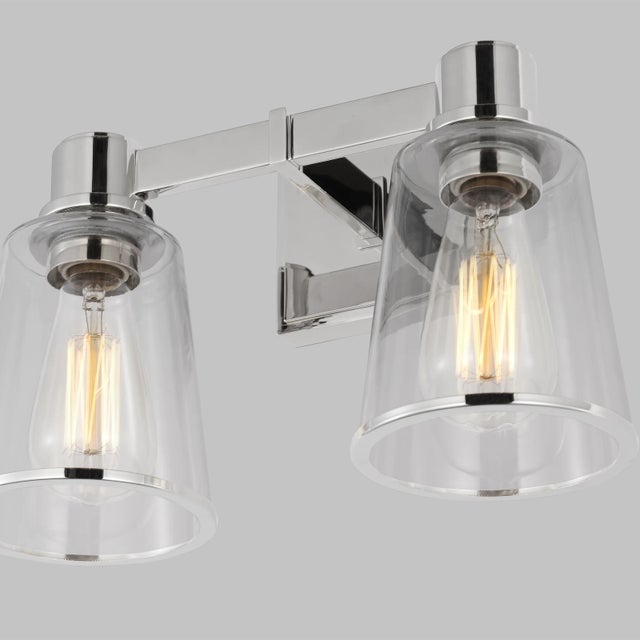 Silver Chapman & Myers by Visual Comfort Studio Alessa 2-Light Bath Vanity Sconce in Polished Nickel For Sale - Image 8 of 10