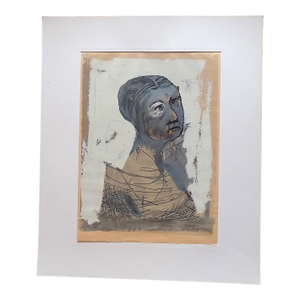 Vintage 20th Century Limited Edition Marino Marini Modernist Abstracted Female Portrait Silkscreen Print