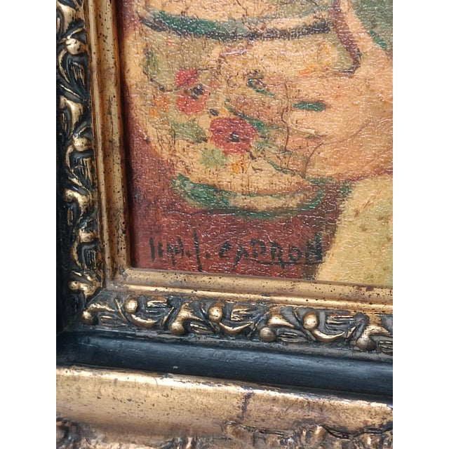 Michel Capron, Young Woman with a Bowl, 1950, Oil on Canvas, Framed For Sale - Image 6 of 9