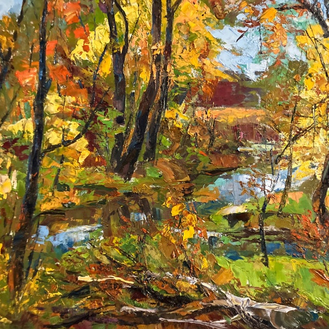 Original 20 x 24 painting on canvas board unsigned Overall size with gold wood frame is 22.5 x 26.5