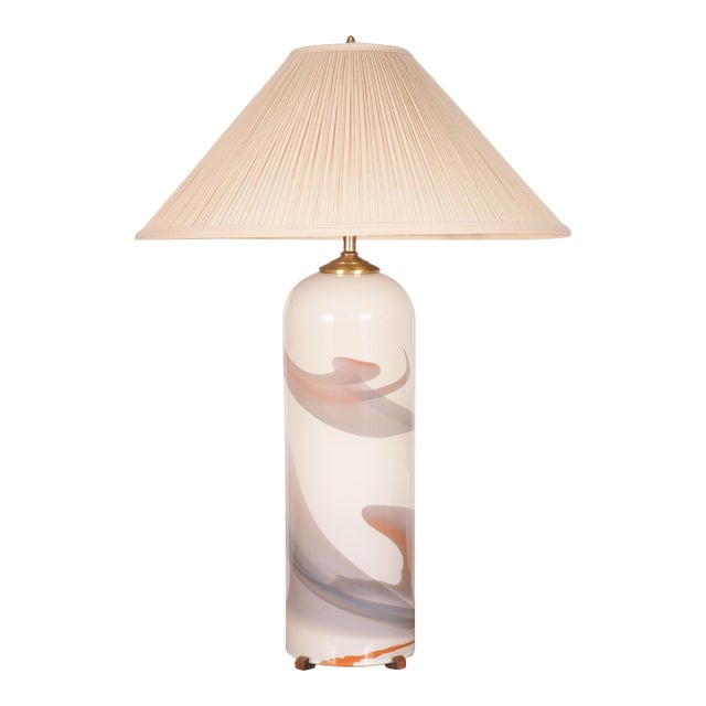 1980s Cylindrical Hand-Blown Glass Table Lamp by Glasslight Studio For Sale