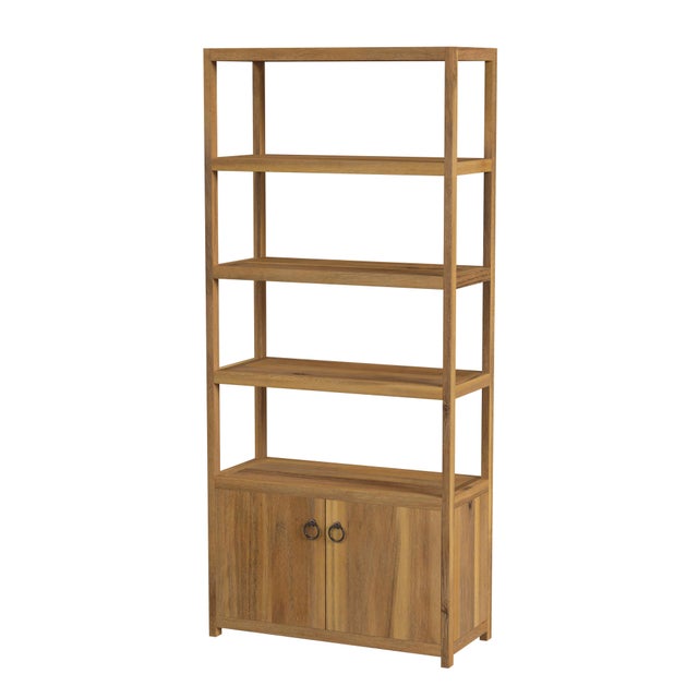 Brown Lark 32 in. W x 72 in. H Wood 4 Tier Etagere Bookcase, Natural For Sale - Image 8 of 8