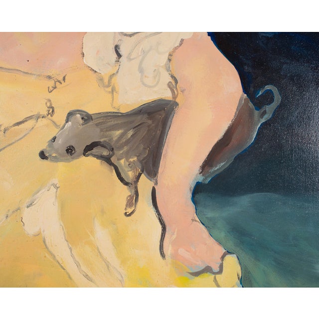 Ira Yeager 20th C. Woman in Yellow Oil Canvas Painting 5.5 Ft For Sale - Image 14 of 18