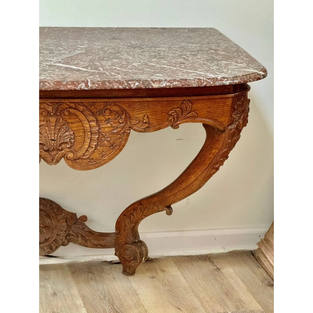 French Louis XV Carved Console With Marble Top, Circa 1750 For Sale - Image 4 of 7