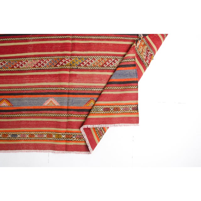 Textile Mid 20th Century Traditional Striped Kilim For Sale - Image 7 of 10