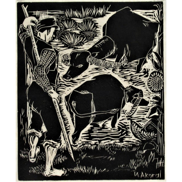 1960s Nevzat Akoral, Two Oxen, Circa 1960 For Sale - Image 5 of 5