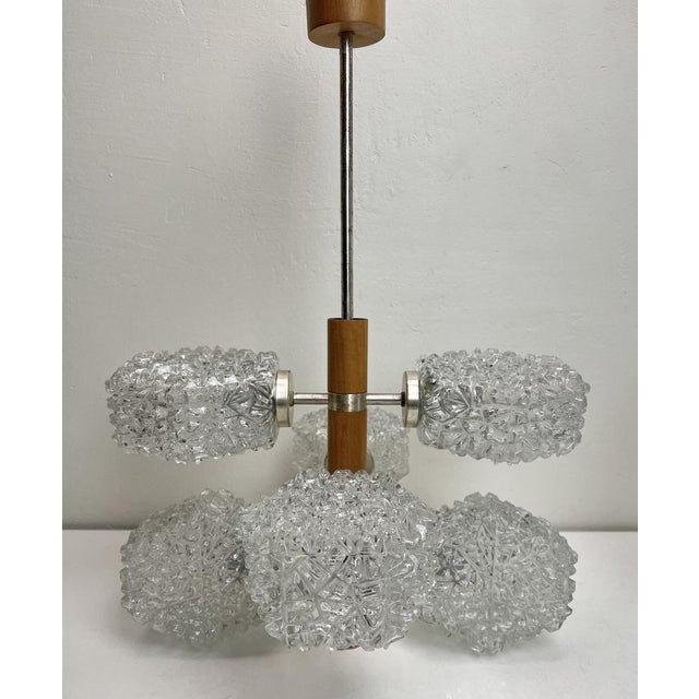 1960s Teak and Glass Chandelier from Temde, Switzerland, 1960s For Sale - Image 5 of 18