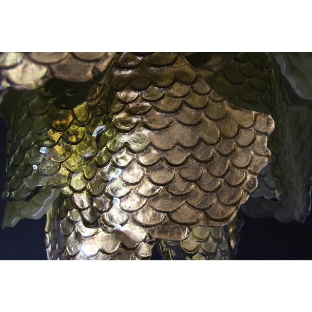 Green and Gold Murano Glass Chandelier with Scale Decoration, 2000s For Sale - Image 6 of 18