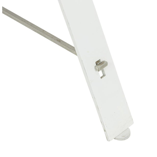 Minimalist White Enameled Metal Chair / Postmodern Geometric Accent Chair For Sale In Los Angeles - Image 6 of 7