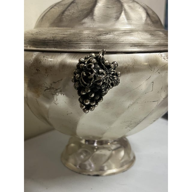 1950s Silver-Plated Fruits Tureen with Grapes and Pomegranate Decorations, Italy, 1950s For Sale - Image 5 of 12