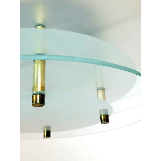 Brass Chandelier with 3 Glass Panels, 1970s For Sale - Image 6 of 12
