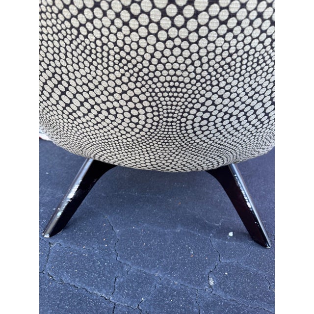 Textile Room & Board Wingback Lounge Chair in Cream and Black Dot Fabric, Splayed Legs For Sale - Image 7 of 10