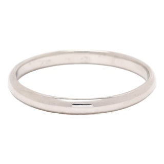 Thin Plain Band Ring, Platinum, Ring Size 6.5, Stackable For Sale