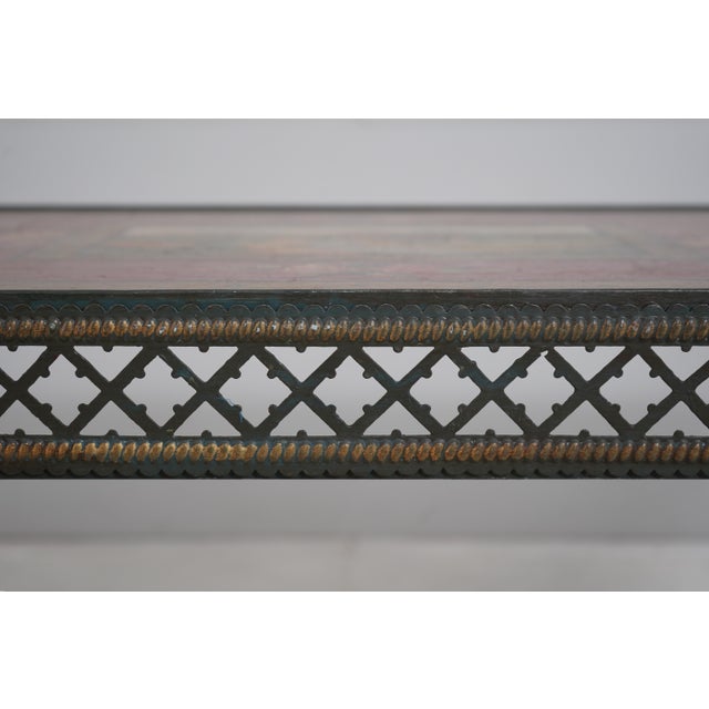 Stunning Hand Painted Top Iron Base Console Table For Sale - Image 9 of 15