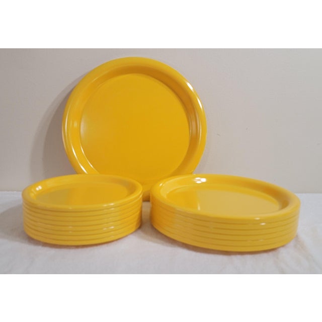 1970's Ingrid Ltd. Chicago Primary Yellow Melamine Dinner Ware - Set of 15 For Sale - Image 4 of 18