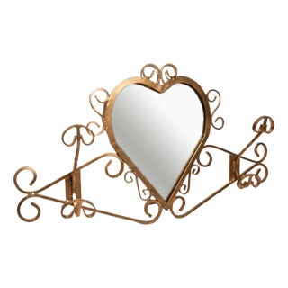 Wall-Mounted Coat Rack with Heart-Shaped Mirror For Sale