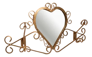 Wall-Mounted Coat Rack with Heart-Shaped Mirror