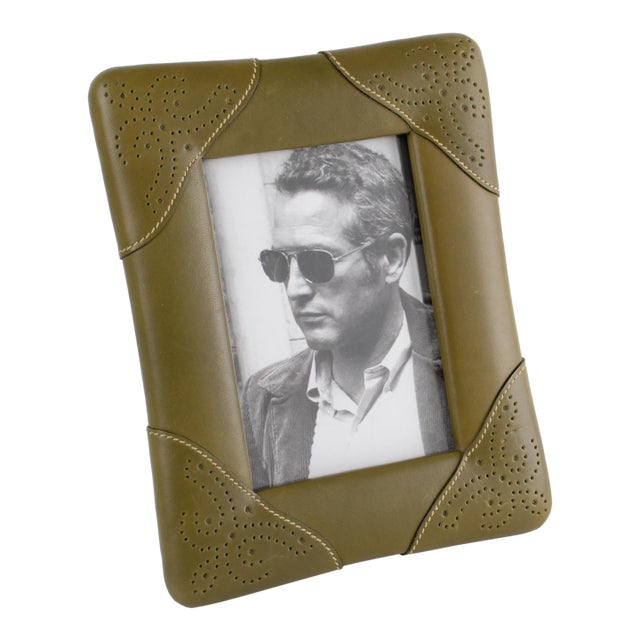 Gucci, Italy Leather Picture Frame With Pierced Design For Sale