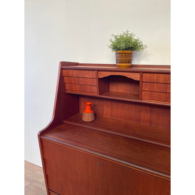Mid-Century Danish Teak Bureau with Pull-Out Desk and Drawers, 1960s For Sale - Image 12 of 18