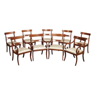 English Regency Style Set of Nine Mahogany Dining Chairs For Sale