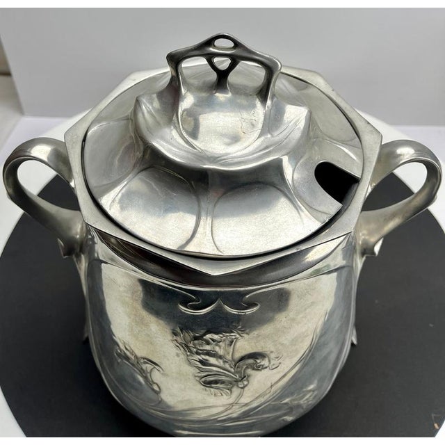 Art Nouveau Pewter Punch Bowl in the style of WMF, 1950s For Sale - Image 4 of 10