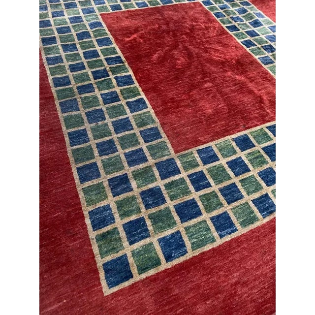Blue Afghan Modern Design Rug For Sale - Image 8 of 11