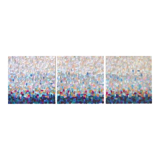 Breathtaking - Large Original Abstract Textural Impasto Triptych Painting by Shiri Phillips For Sale
