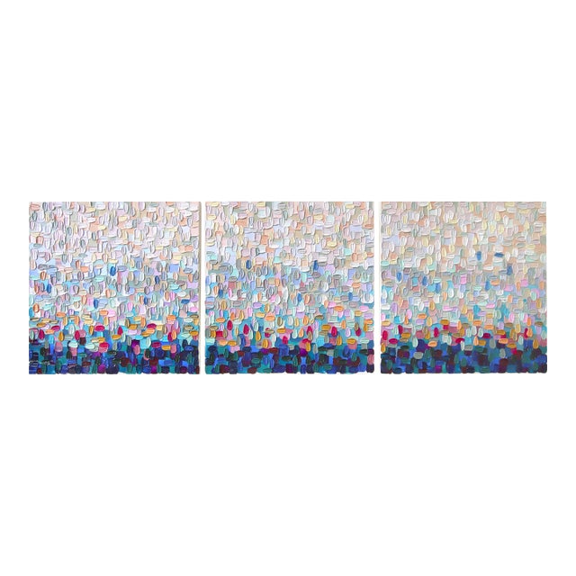 Breathtaking - Large Original Abstract Textural Impasto Triptych Painting by Shiri Phillips For Sale
