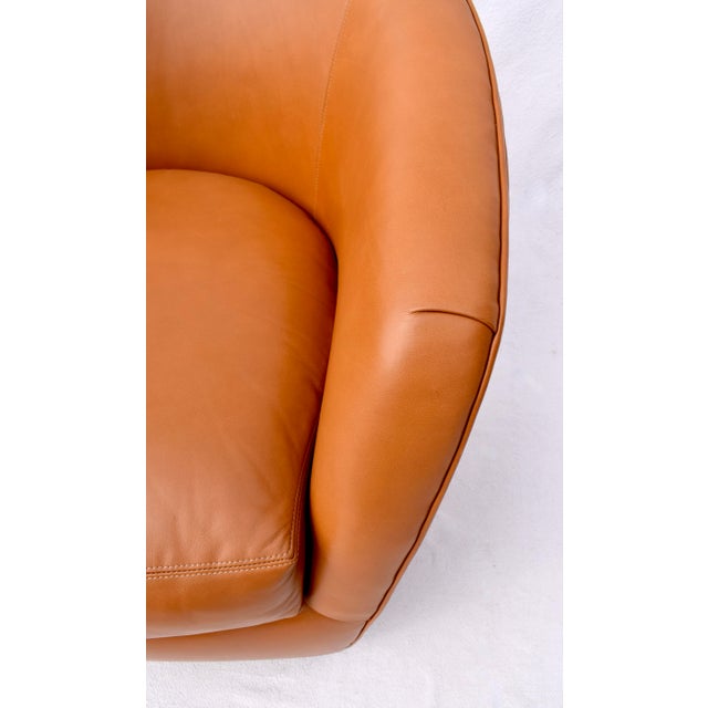 Chestnut Thayer Coggin Turn Swivel Chairs in Chestnut Leather For Sale - Image 8 of 10