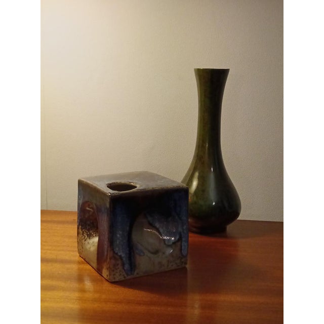 Cubic Vase in Glazed Ceramic, 1970s For Sale - Image 12 of 14