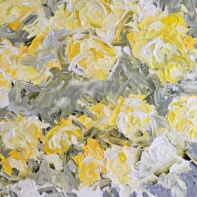 1971 Original Oil Painting Impasto Floral Yellow Roses Signed "Blackard"30" For Sale - Image 9 of 10