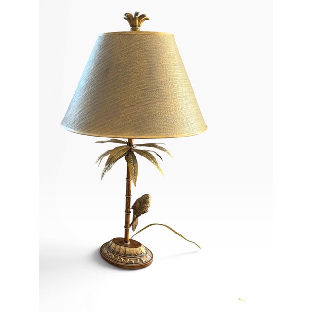 Vintage Maitland-Smith Parrot-in-Palm-Tree Table Lamp in the Glamorous Hollywood Regency / Palm Beach Regency Traditio For Sale - Image 11 of 12