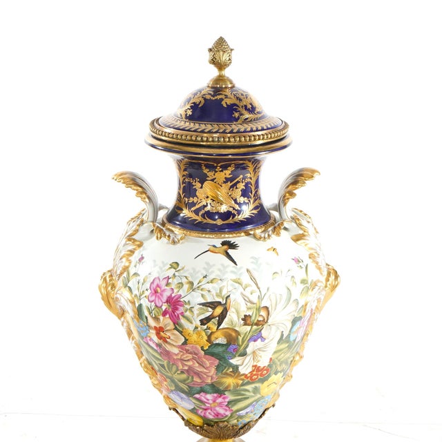 Metal Large & Impressive 19th Century French Sèvres Porcelain Gilt Gold Decorated Urns For Sale - Image 7 of 12