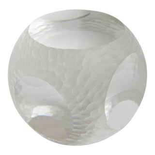 Vintage Czech Signed Battuto Glass Paperweight Sculpture 1980's For Sale