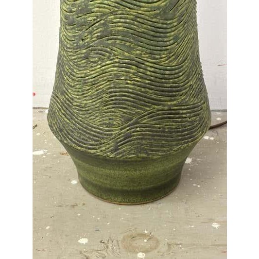 1980s Lee Rosen Mid-Century Ceramic Green Glaze Table Lamp For Sale - Image 11 of 12