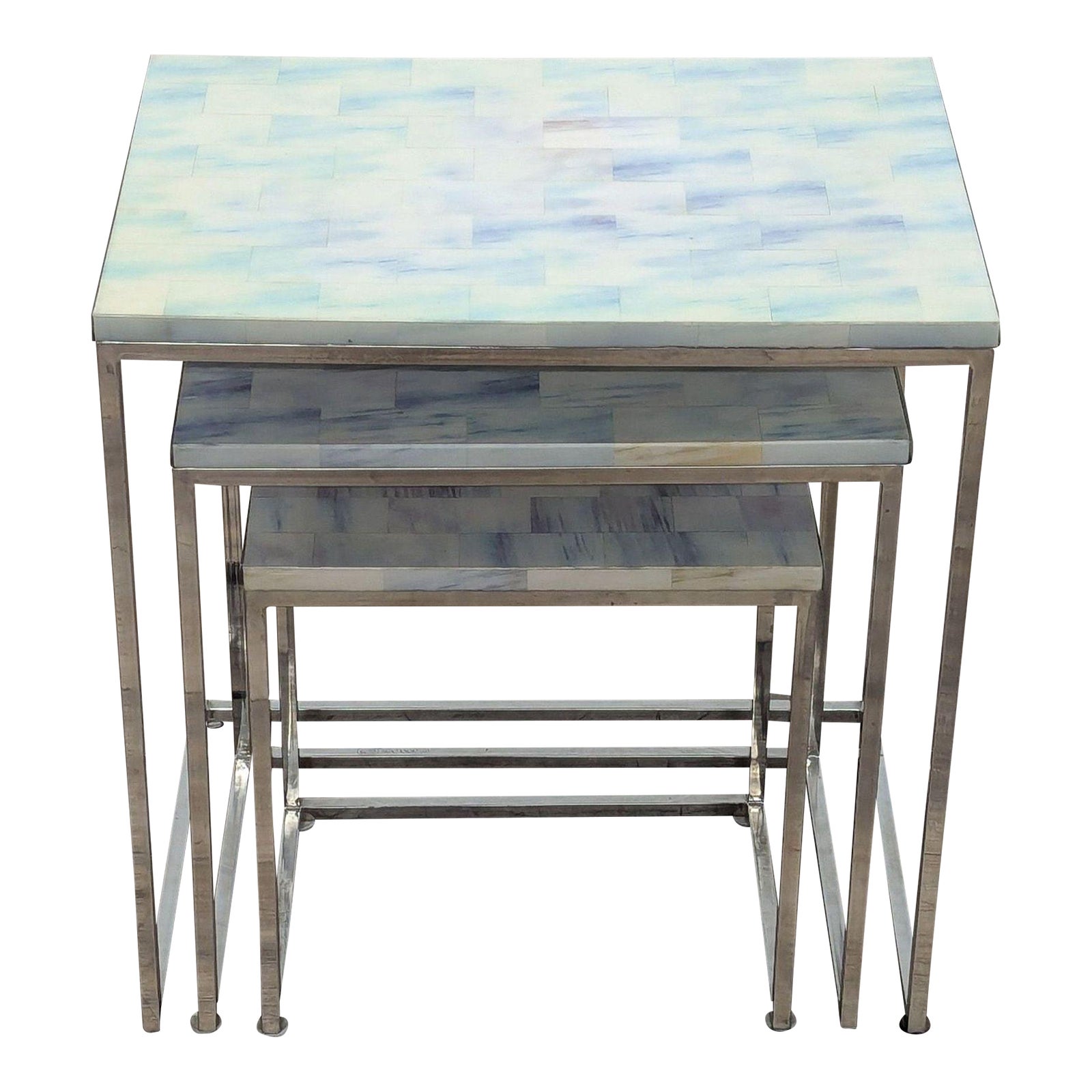 Hd Buttercup White Faux Horn Nesting Tables | Chairish