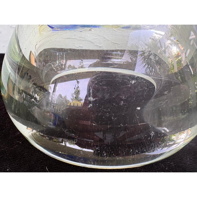 Vintage Blue & Clear Art Glass Swan Sculpture With Controlled Bubble Inclusions For Sale - Image 12 of 12