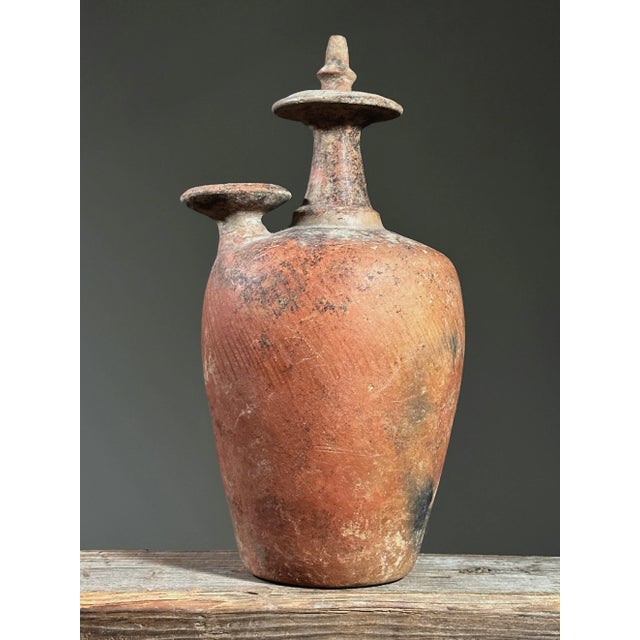 Tribal Antique 18th C. Indonesian Kendi Wood Fired Terracotta Water Vessel For Sale - Image 3 of 7