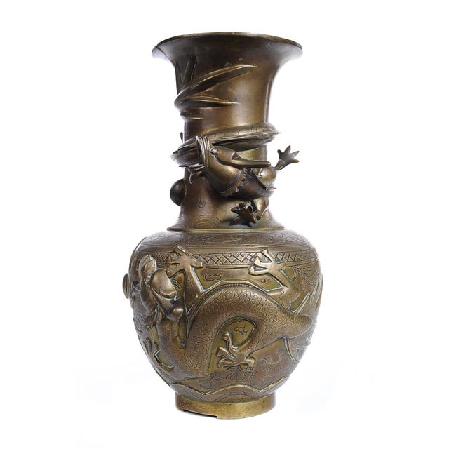 Chinese Antique Bronze Dragon Vase Chairish