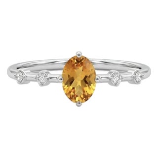 Citrine Cubic Zirconia Stacking Ring in 925 Sterling Silver, November Birthstone Ring Us 7 For Sale